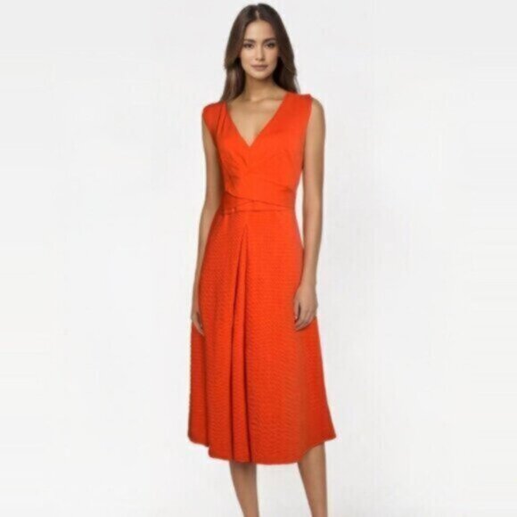 Anthropologie HD In Paris Orange Sleeveless Knee Length A Line Dress - Picture 3 of 17